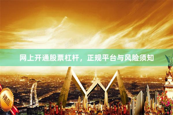 网上开通股票杠杆，正规平台与风险须知
